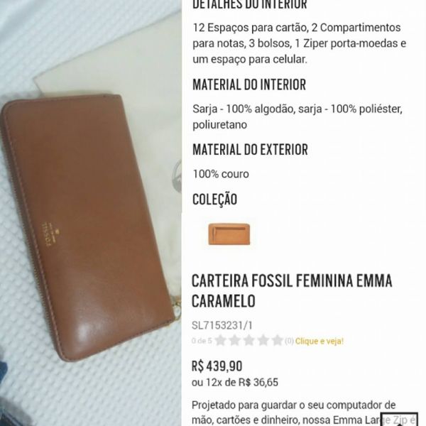 Carteira Fossil couro original