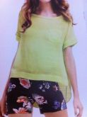 Blusa Decote Canoa Fluor VERDE