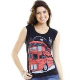 BLUSA COM ESTAMPA POSTAL BUS LONDON