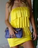 Vestido Forrado Amarelo Babados Leve - Tendência